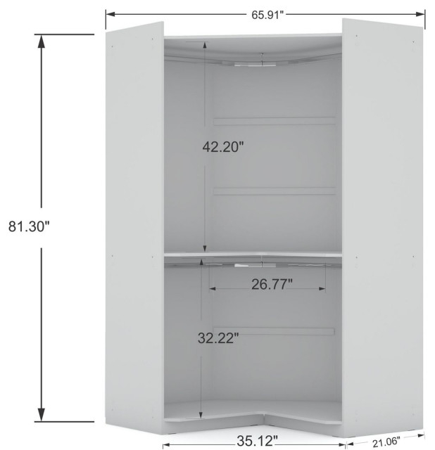 Mulberry Open 2 Sectional Corner Closet, White - Transitional ... pertaining to Maximizing Your Space The Versatile Mulberry Open 2 Sectional Wardrobe