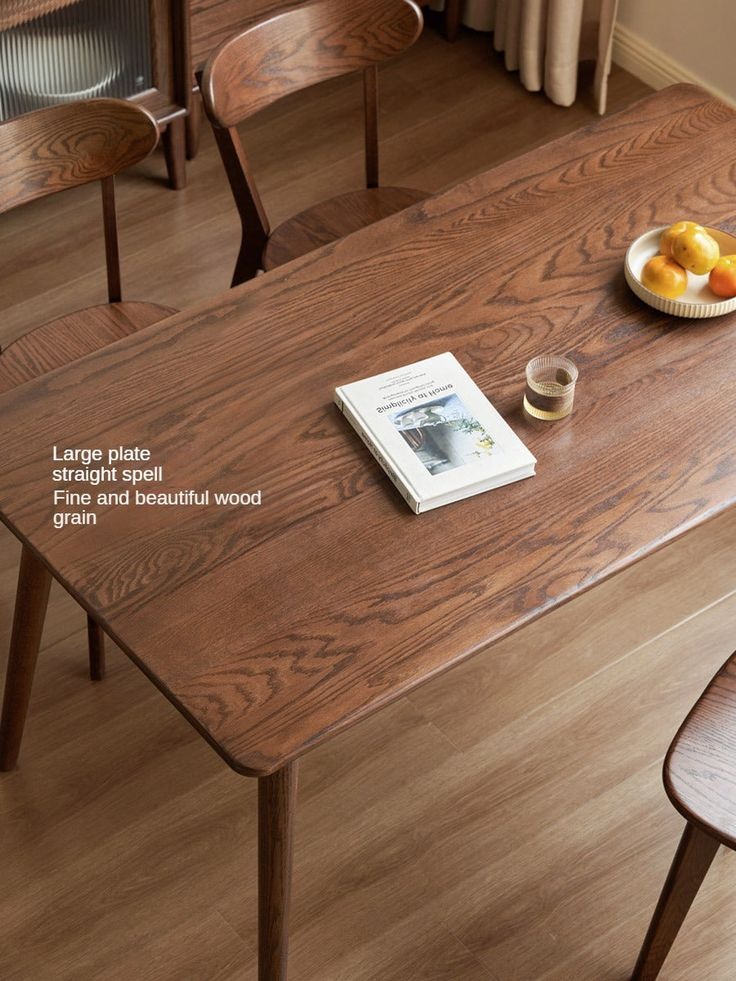 Oak Solid Wood Walnut Color Dining Table | Simple Dining Table, Dining ... for