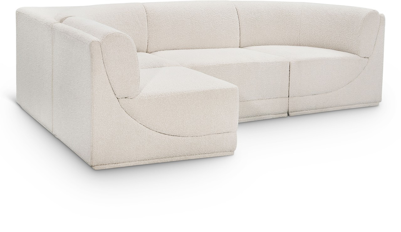 Ollie Boucle Fabric 4 Piece Modular Sectional In Cream By Meridian ... regarding Your Guide to Maximizing Comfort and Style with the Ollie Black Boucle Sectional