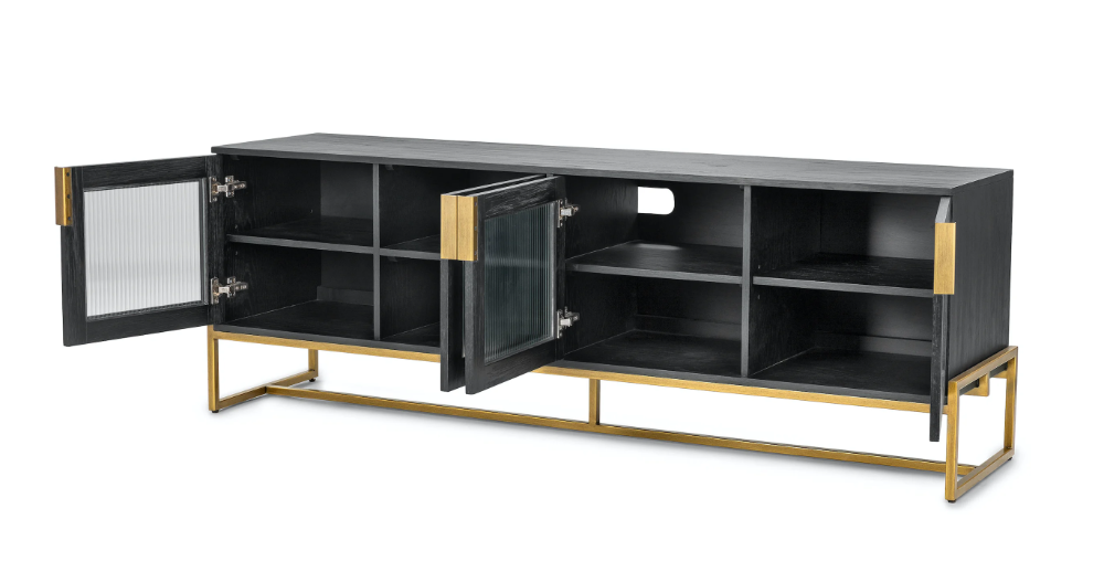 Oscuro Black 73&amp;amp;Quot; Cabinet | Narrow Hallway Decorating, Industrial Chic ... in Macao 4 Door Sideboard - Black - 73&amp;quot;