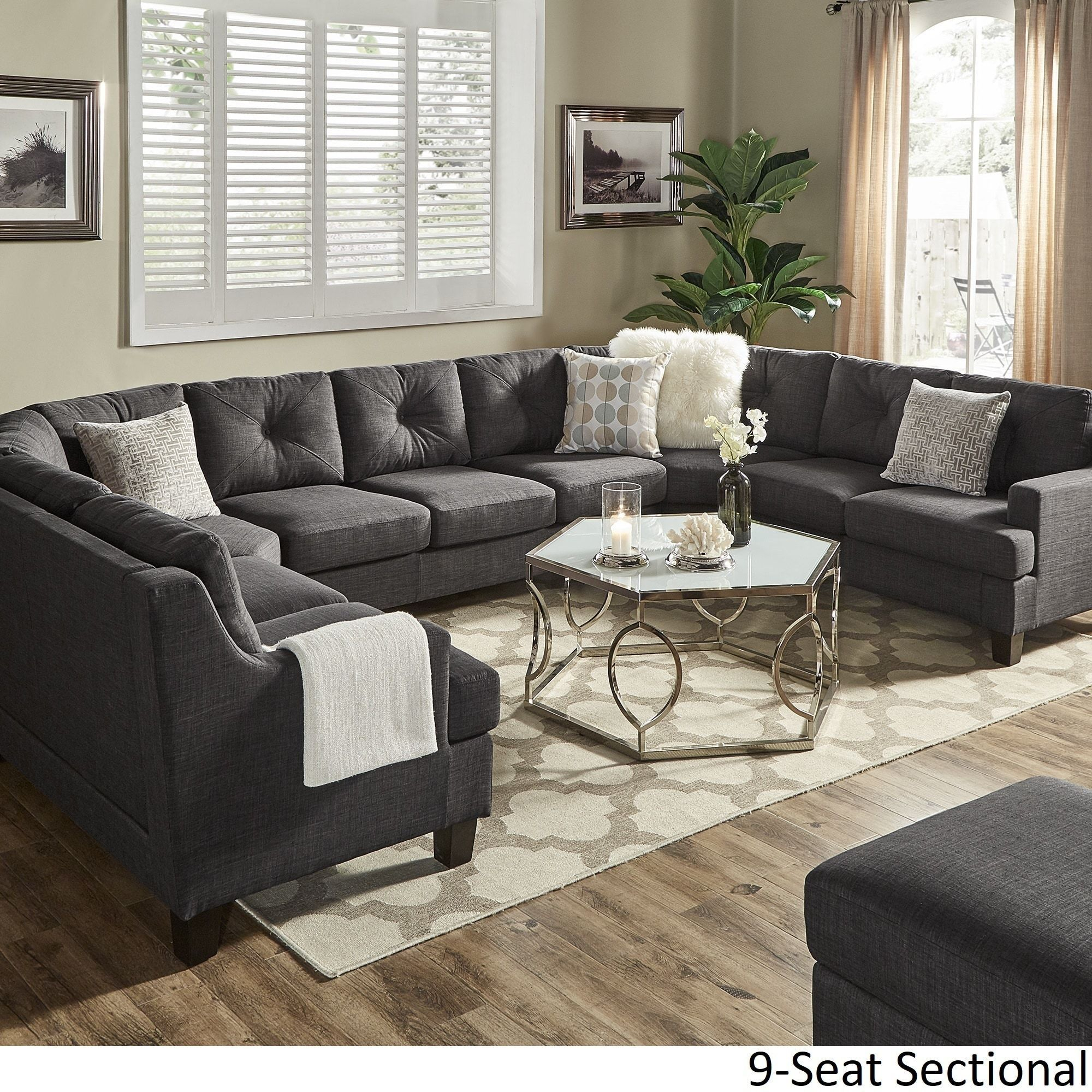Our Best Living Room Furniture Deals | Gray Sectional Living Room ... in Hughes Modern Linen Sectional Sofa Slate Gray