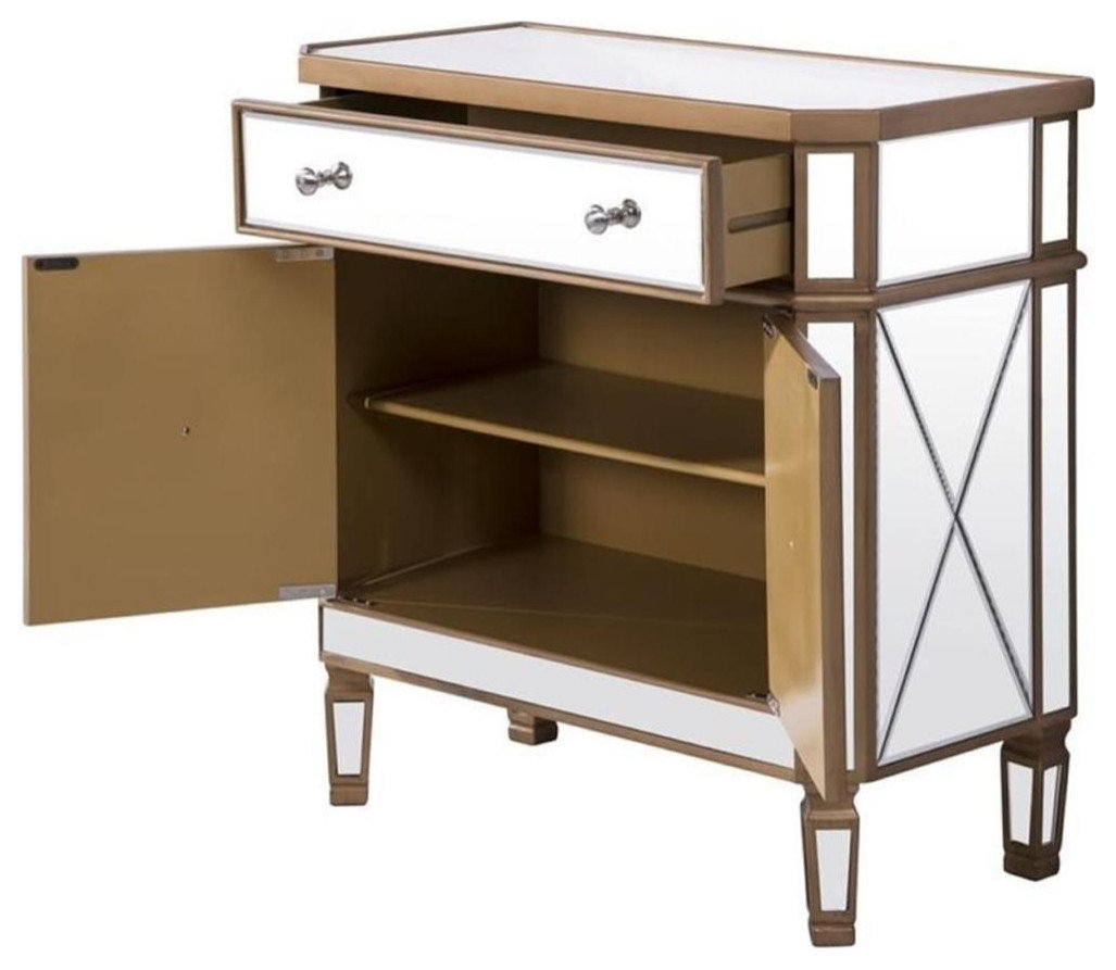 Pemberly Row 2 Door 32&amp;quot; Mirrored Accent Cabinet In Antique Gold - Transitional - Accent Chests ... inside A Deep Dive into the Craftsmanship of the Pemberly Row 2-Door Armoire