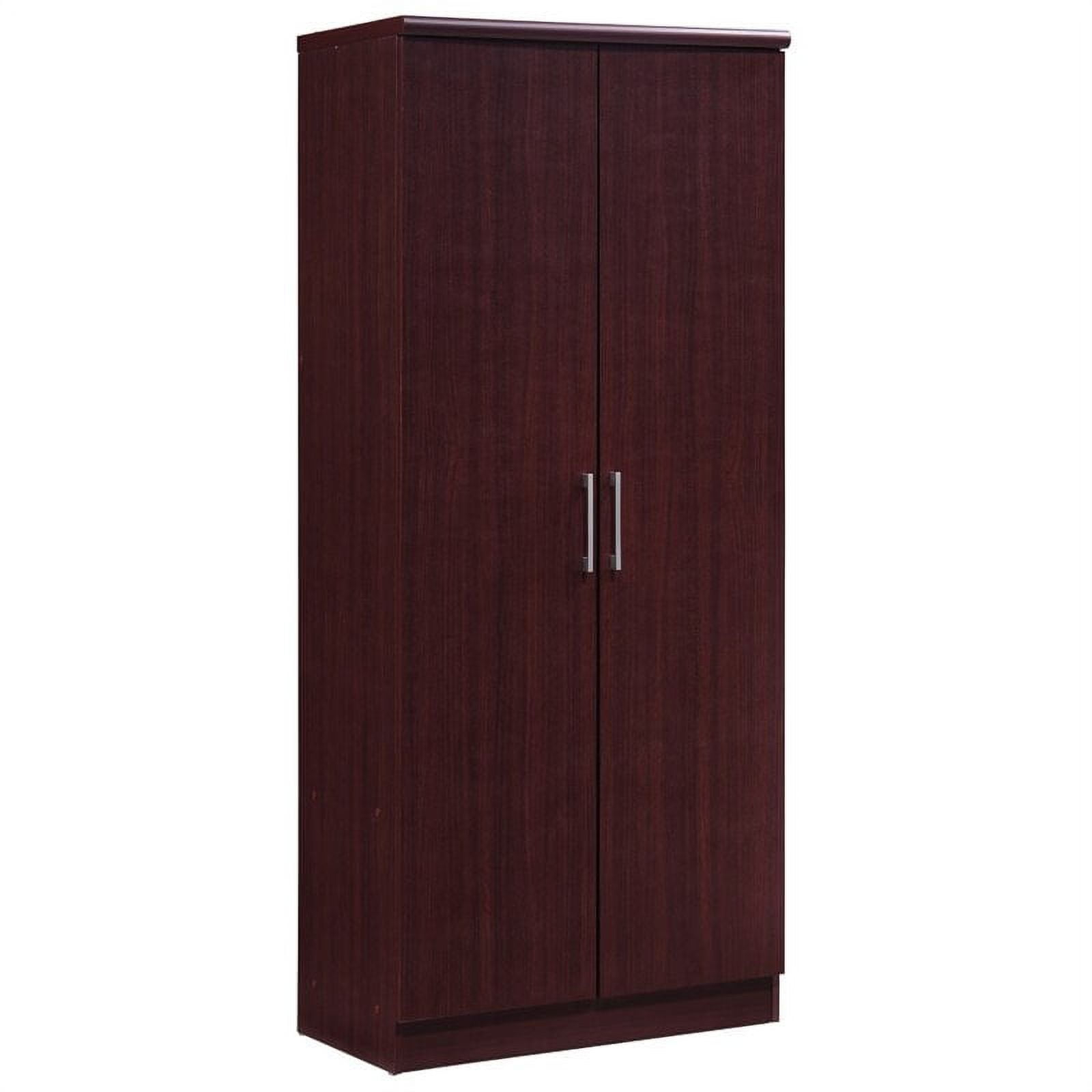 Pemberly Row 2 Door Armoire With 4 Shelves In Mahogany - Walmart.com throughout Pemberly Row 2 Doors Wood Armoire With Drawer In Washington Cherry