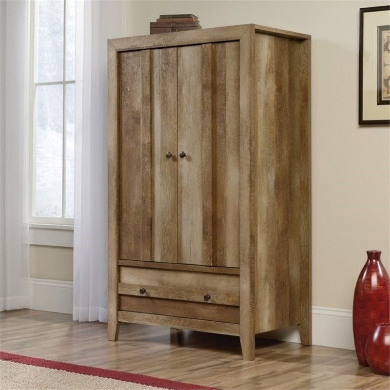 Pemberly Row Armoire In Craftsman Oak | Homesquare pertaining to Is the Pemberly Row Armoire the Right Fit for Your Bedroom Explore its Features