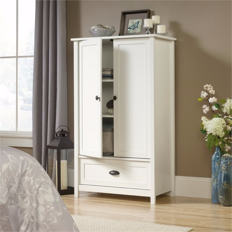 Pemberly Row Armoire In Soft White - Armoires And Wardrobes - By ... for Pemberly Row Modern Engineered Wood Armoire In Soft White/Lintel Oak