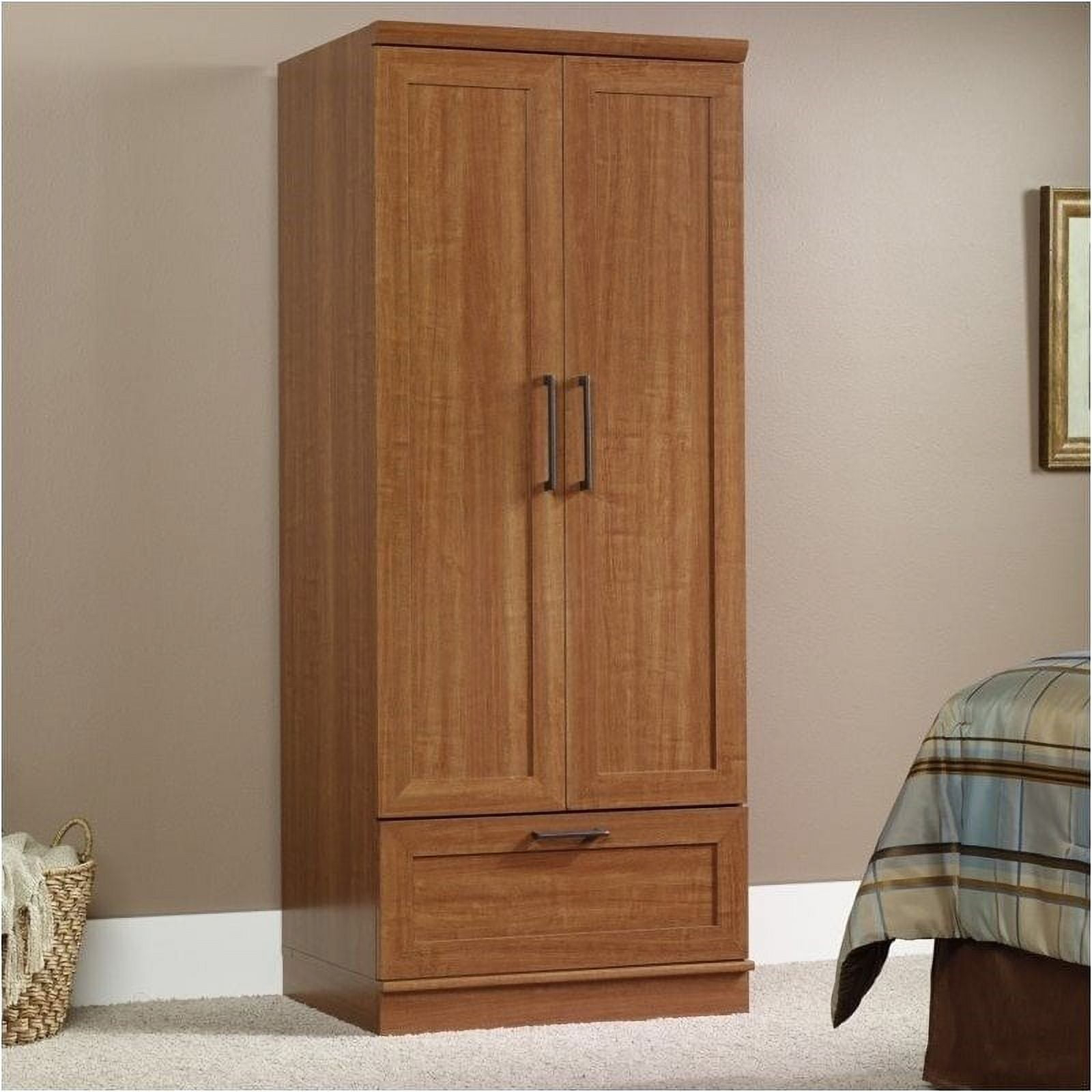 Pemberly Row Tall Wardrobe Armoire With 1-Drawer, Sienna Oak Bedroom ... intended for Pemberly Row 4 Doors &amp;amp; 2 Drawers Modern Engineered Wood Armoire In Gray