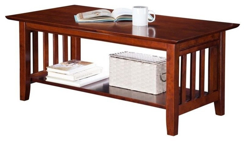 Pemberly Row Transitional Solid Wood Coffee Table With Sturdy Leg In Walnut - Craftsman - Coffee ... inside Invest in Enduring Style The Solid Wood Appeal of the Pemberly Row Coffee Table