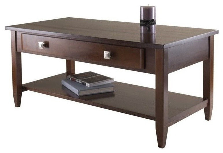Pemberly Row Transitional Solid Wood Coffee Table With Tapered Leg In ... in Understanding the Craftsmanship of the Pemberly Row Walnut Coffee Table