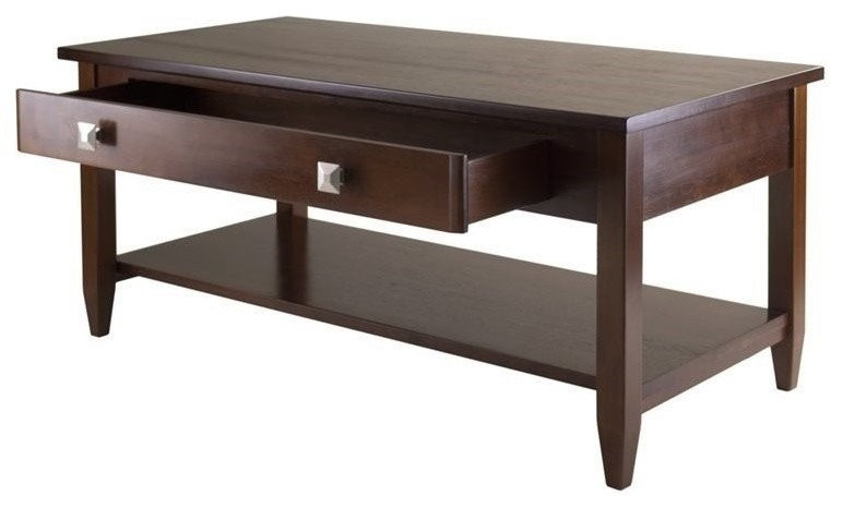 Pemberly Row Transitional Solid Wood Coffee Table With Tapered Leg In Walnut - Transitional ... in Invest in Enduring Style The Solid Wood Appeal of the Pemberly Row Coffee Table
