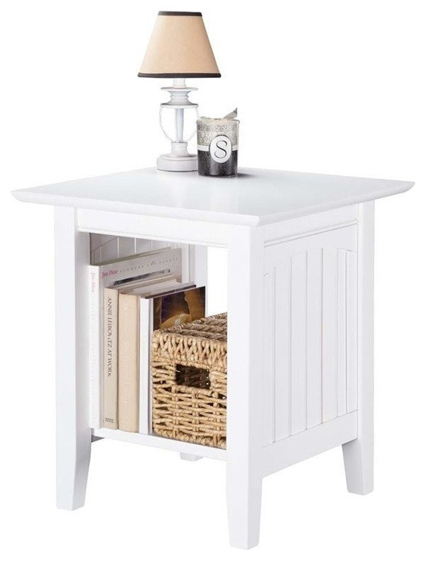 Pemberly Row Transitional Solid Wood End Table With Sturdy Leg In White - Beach Style - Side ... for Pemberly Row Transitional Solid Wood Coffee Table With Tapered Leg In Walnut