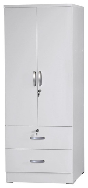 Pemberly Row Wood 2-Door Wardrobe Armoire With 2-Drawers In White - Contemporary - Armoires And ... intended for A Deep Dive into the Craftsmanship of the Pemberly Row 2-Door Armoire