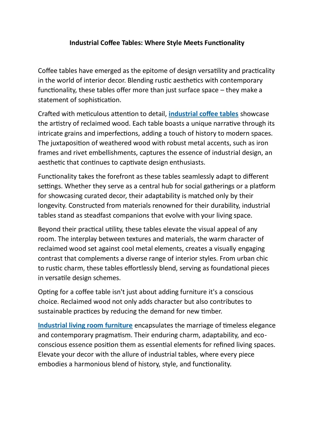 Ppt - Industrial Coffee Tables: Where Style Meets Functionality ... pertaining to Lane Round Coffee Table With Lower Shelf In Espresso Wood Finish