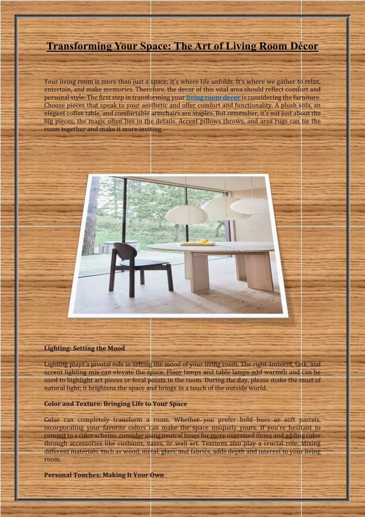 Ppt - Transforming Your Space The Art Of Living Room Decor Powerpoint ... for