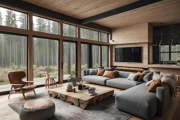 Premium Photo | Scandinavian Forest Cabin Living Room with regard to An Expert&amp;#039;s Guide to Scandinavian Forest Living Room Decor with Shopping Tips