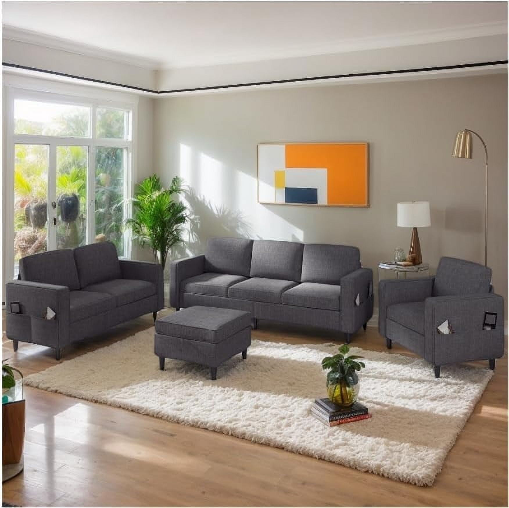 Puremind 3 Piece Sofa Set, Living Room Furniture Sets, L Shaped Sofa ... with Warner Oatmeal 3-Piece Sofa Set With Corner-Piece