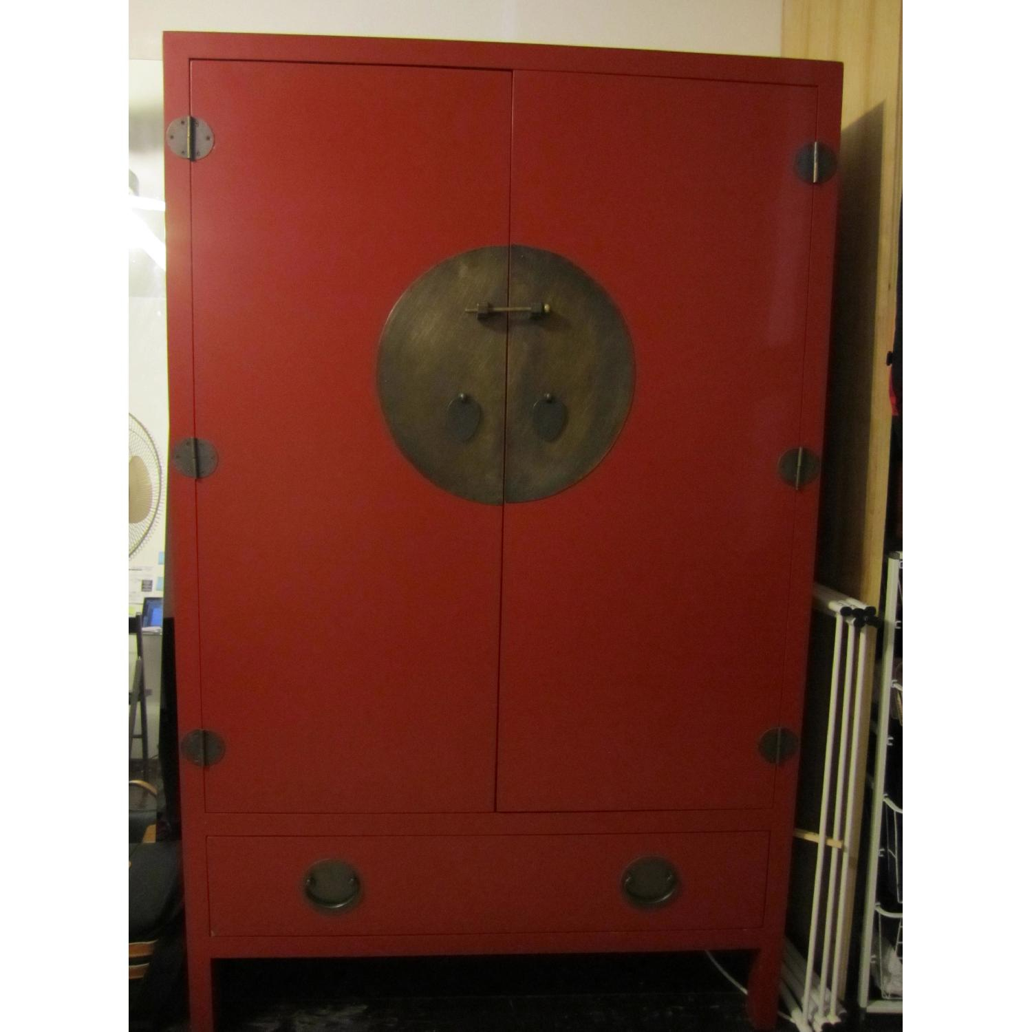 Red Ming Dynasty Inspired Armoire/Cabinet - Aptdeco in Unveiling the Charm of Distressed Red Ming Wedding Armoires