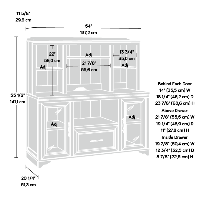 Rollingwood Office Credenza With Hutch Brushed Oak (443702) - Sauder with regard to The Enduring Appeal of Brushed Oak The Sauder Rollingwood Credenza Story