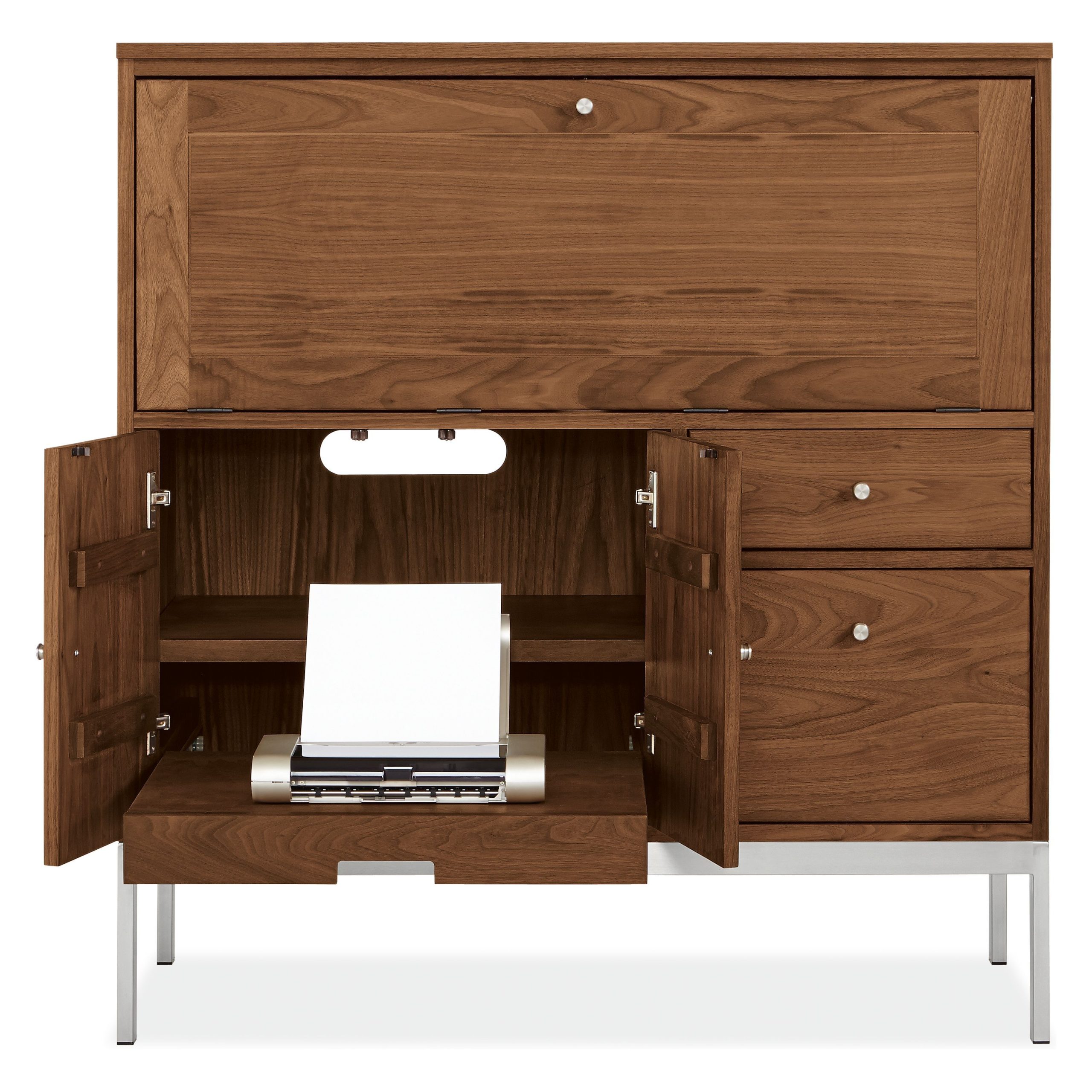 Room Board Modern Linear Office Storage Cabinet In Solid White Oak Wood - Artofit intended for Traditional Oak Computer Armoire, Bright White