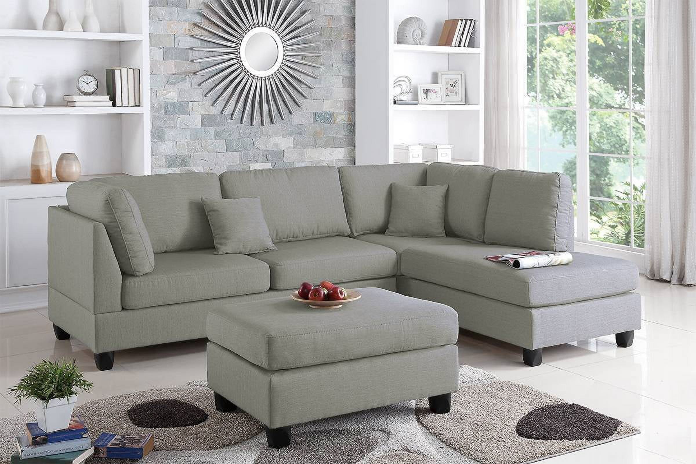 Santos 3 Pcs Sectional Sofa Set - Espresso - Walmart.com intended for Your Guide to the Santos 2pc Raf Sectional Aragon Natural Material and Design