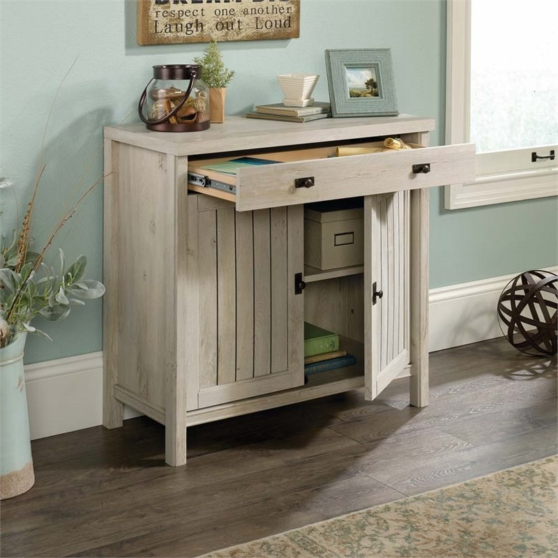 Sauder Costa Engineered Wood Accent Chest In Chalked Chestnut | Homesquare intended for Home Square 2-Piece Set With Credenza &amp;amp; Accent Chest In Chalked Chestnut