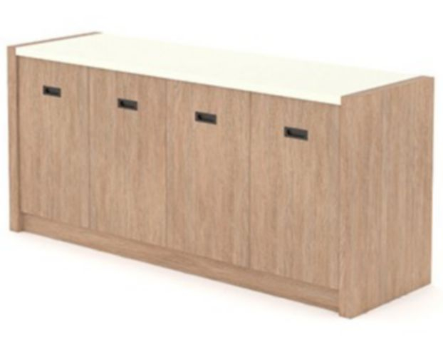 Sauder Dixon City Brushed Oak Credenza pertaining to The Enduring Appeal of Brushed Oak The Sauder Rollingwood Credenza Story