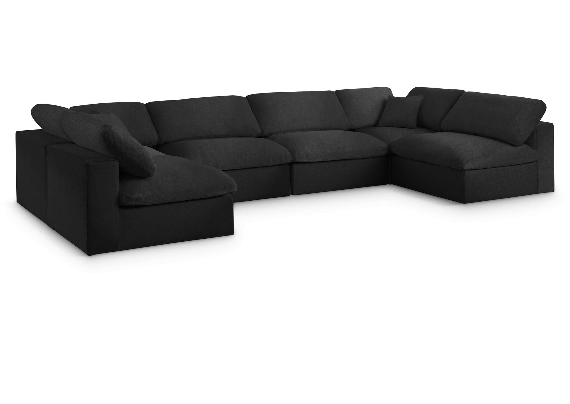 Serene Black Linen Textured Fabric Deluxe Comfort Modular Sectional intended for Achieving Chic Comfort A Guide to Black Bouclé Sectional Styling