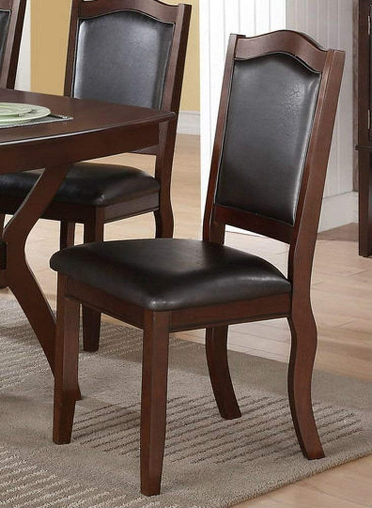 Set Of 2 Modern Espresso Faux Leather Dining Chairs With Dark Brown ... inside Avery Modern Dark Brown Faux Leather Upholstered 5-Piece Dining Set