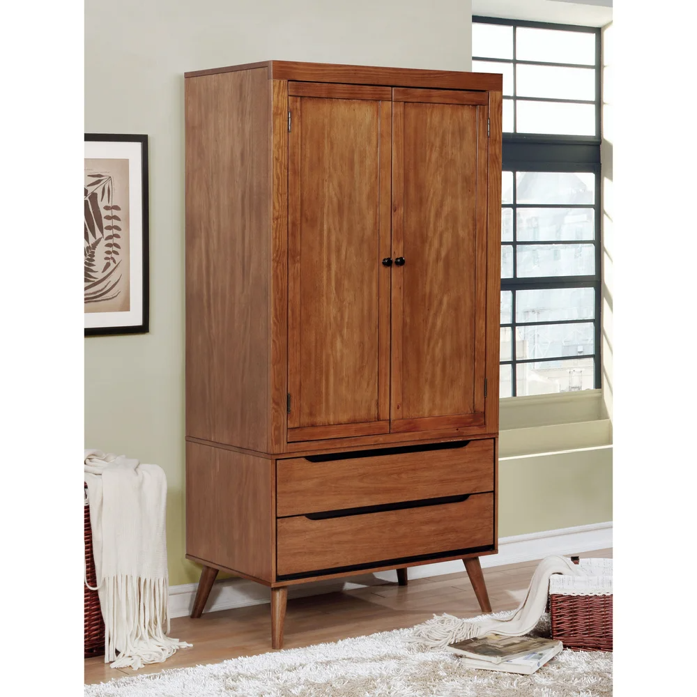 Shop Furniture Of America Fopp Mid-Century Solid Wood Armoire - On Sale ... pertaining to Timeless Elegance Finding the Perfect Solid Wood Armoire