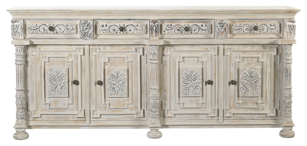 Sophia 4-Drawer 4-Door Carved Solid Wood Sideboard - French Country - Buffets And Sideboards ... intended for Why Solid Wood Sideboards Like Sophia Offer Timeless Elegance