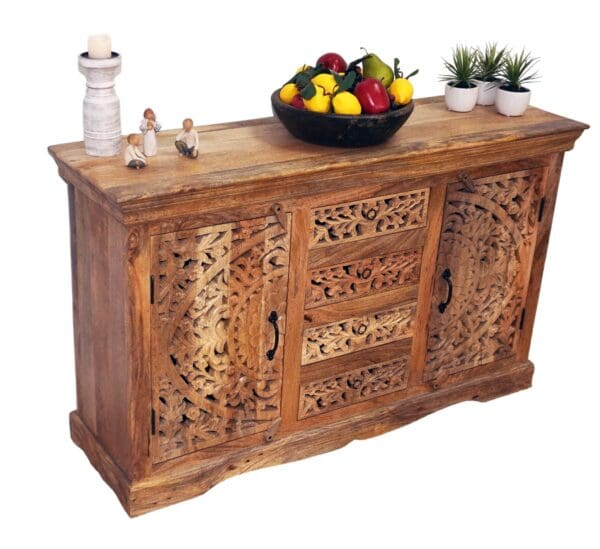 Stunning Natural Wood Sideboard With 2 Doors And 4 Drawers - Sundara ... throughout Olejo Sideboard, Natural