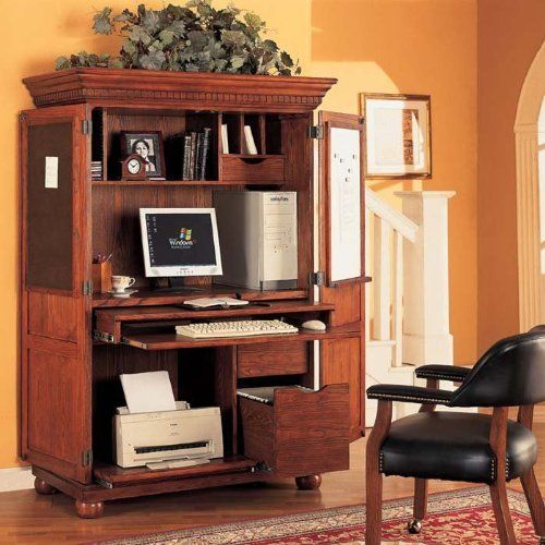 Sunrise Computer Armoire - Traditional Oak | Computer Armoire, Armoire Desk, Office Furniture Design with regard to Why a Traditional Oak Computer Armoire is More Than Furniture