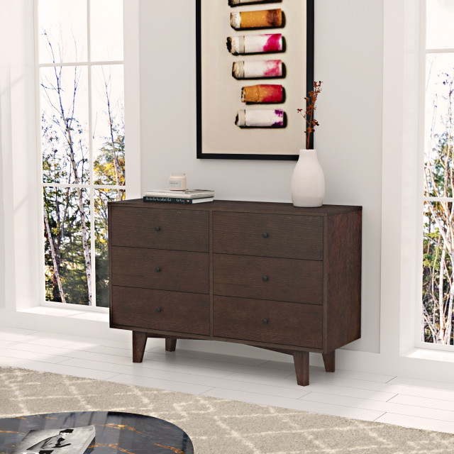 Tateus Retro Design Birch Wood Solid Wood Sideboard Cabinet Auburn, 6 ... in Tateus Retro Design Birch Wood Solid Wood Sideboard Cabinet Auburn, 7 Drawers