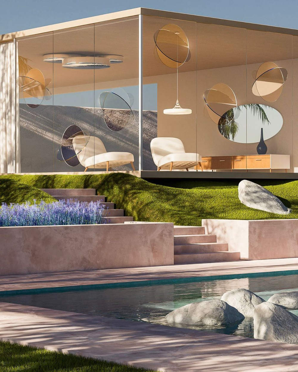 The Paul Milinski Retro Futuristic Dreamscapes Are Serenity Manifest In ... pertaining to Inside The Fusion Retreat Futuristic Design And Natural Materials