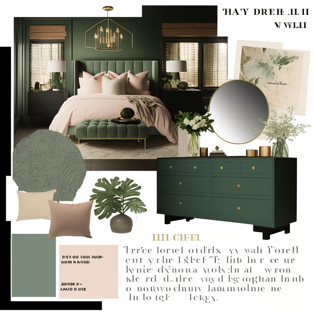 Transitional Bedroom: Dark Green, Blush &amp;amp; Tan Serenity for Crafting Serenity Exploring Timeless Dark Bedroom Design Principles
