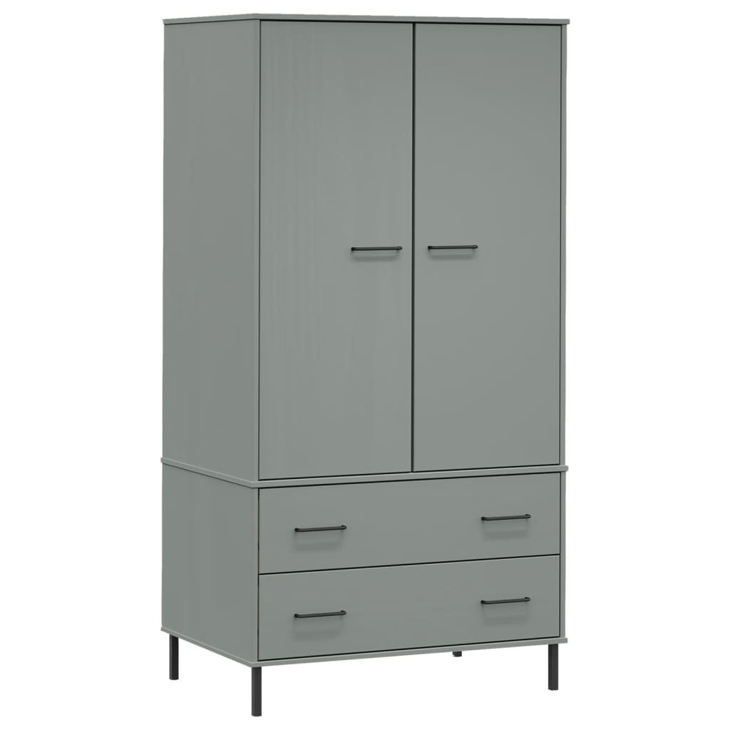 Vidaxl Wardrobe Armoire Closet Rack Storage With Metal Legs Solid Wood ... intended for Unlocking Space Maximization with the vidaXL Black Metal Wardrobe Armoire