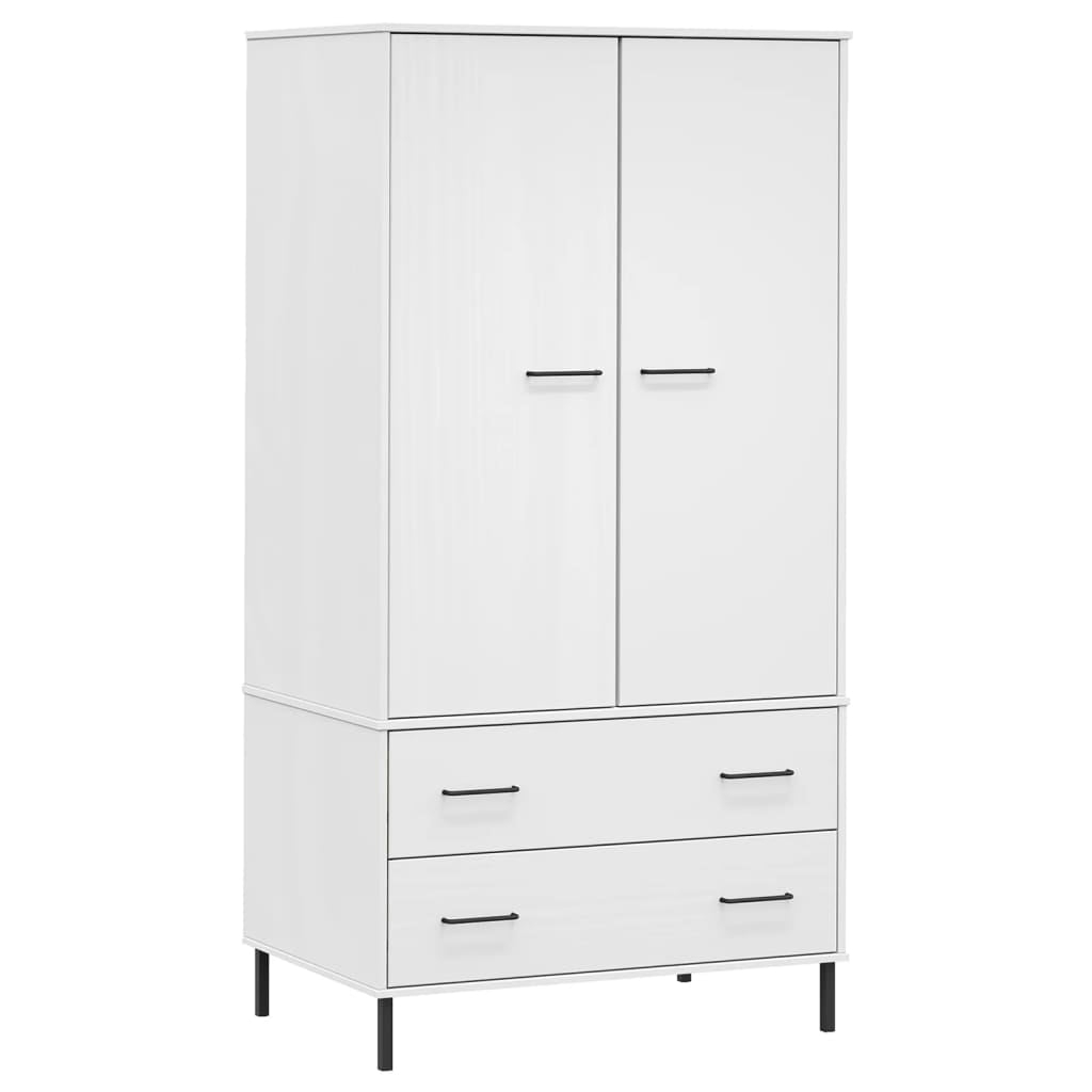 Vidaxl Wardrobe Armoire Closet Rack Storage With Metal Legs Solid Wood ... with regard to Unlocking Space Maximization with the vidaXL Black Metal Wardrobe Armoire