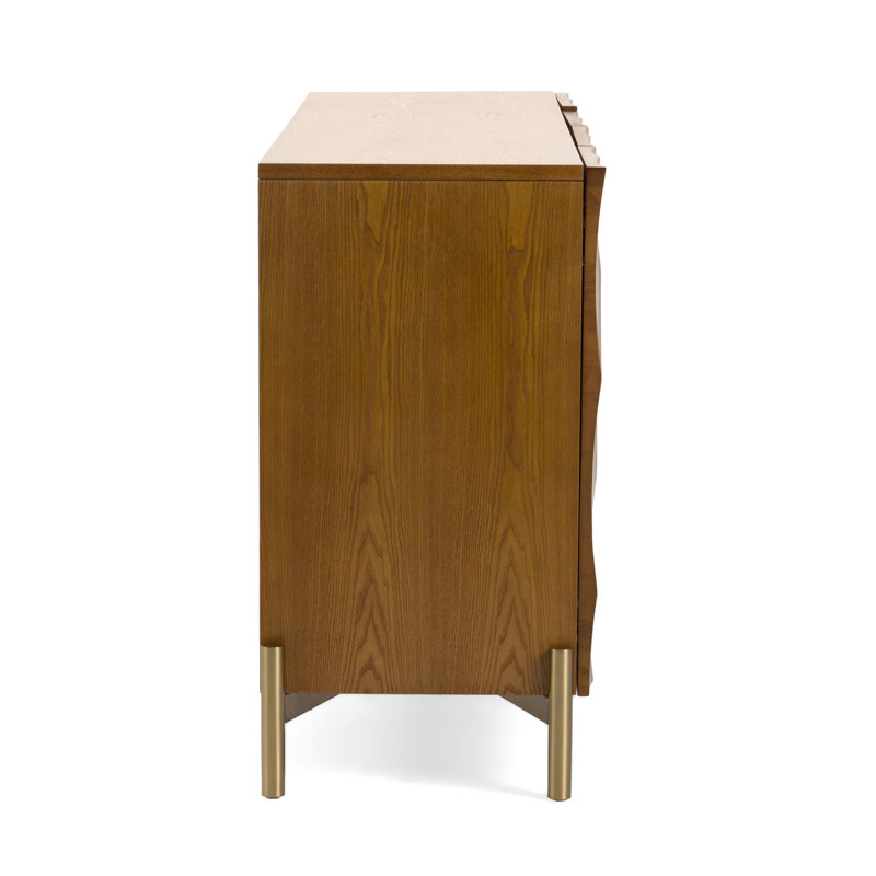 Vig Furniture Kerris - Modern Gold + Walnut Buffet | Wayfair inside Modrest Killeen Modern Gold + Walnut Buffet