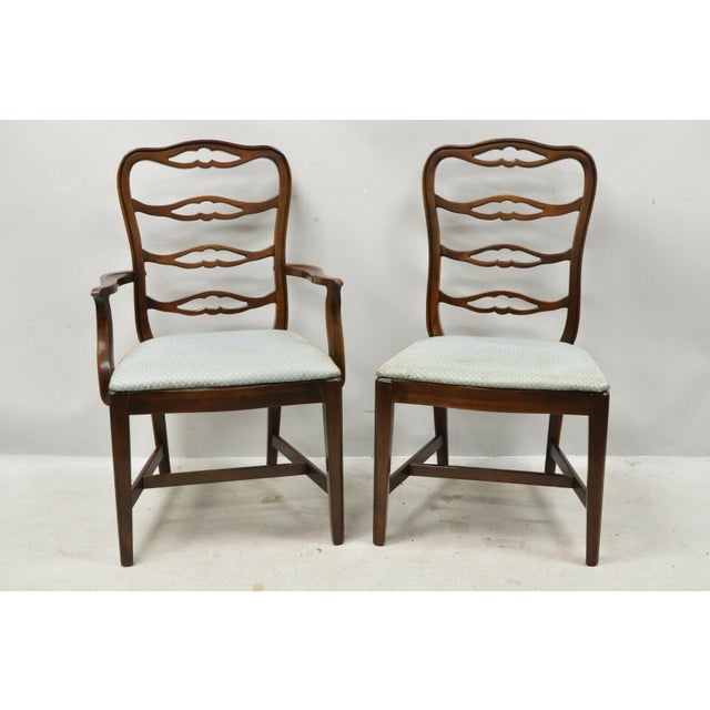 Vintage Thomasville Mahogany Ladderback Ribbon Back Dining Chairs - Set ... intended for Craftsmanship Secrets Behind Classic Brown Ladderback Mahogany Dining Chairs