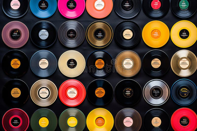 Vinyl Records Pattern On Lacquered Table, Top View Flat Lay Arrangement ... regarding Product Of The Week Personalized Vinyl Record With Photo