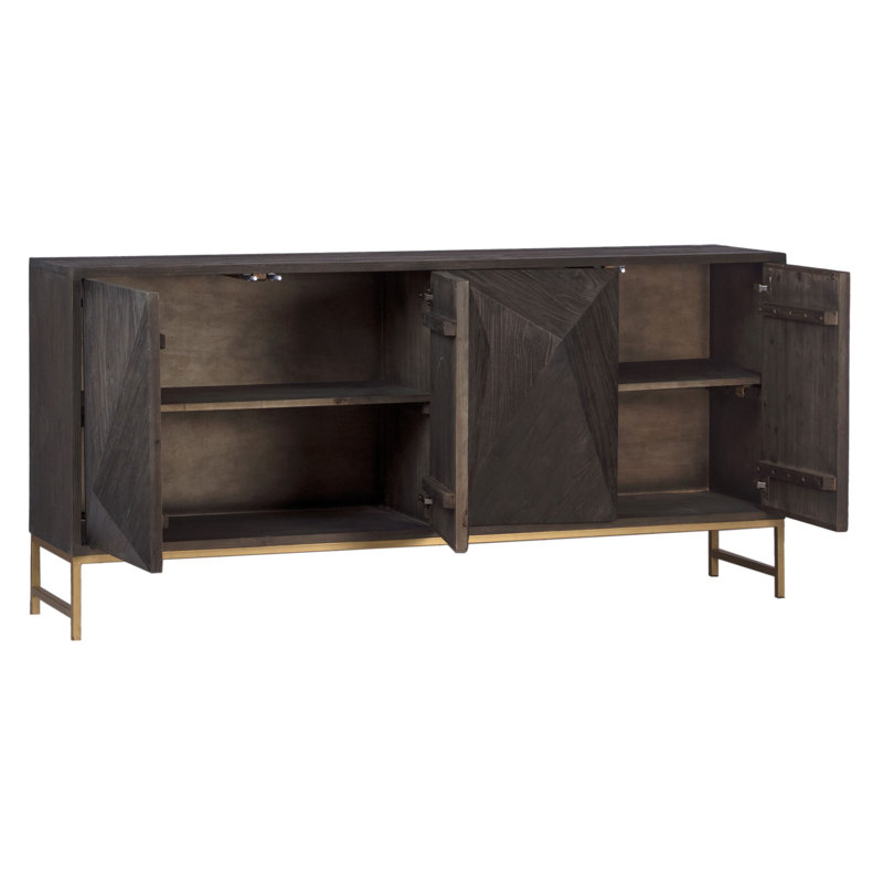 Willa Arlo™ Interiors Rossville 73&amp;amp;Quot; Wide Elm Solid Wood Sideboard | Wayfair pertaining to Macao 4 Door Sideboard - Black - 73&amp;quot;
