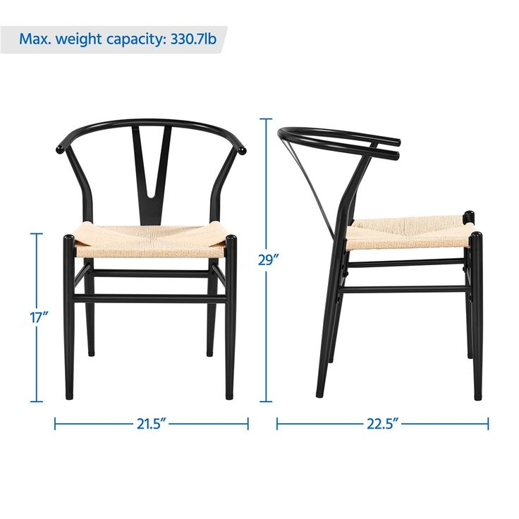 Yaheetech Modern Metal Weave Armchair Frame Dining Chair, Set Of 2, For ... for Understanding the Durability of Black Metal Dining Chair Frames