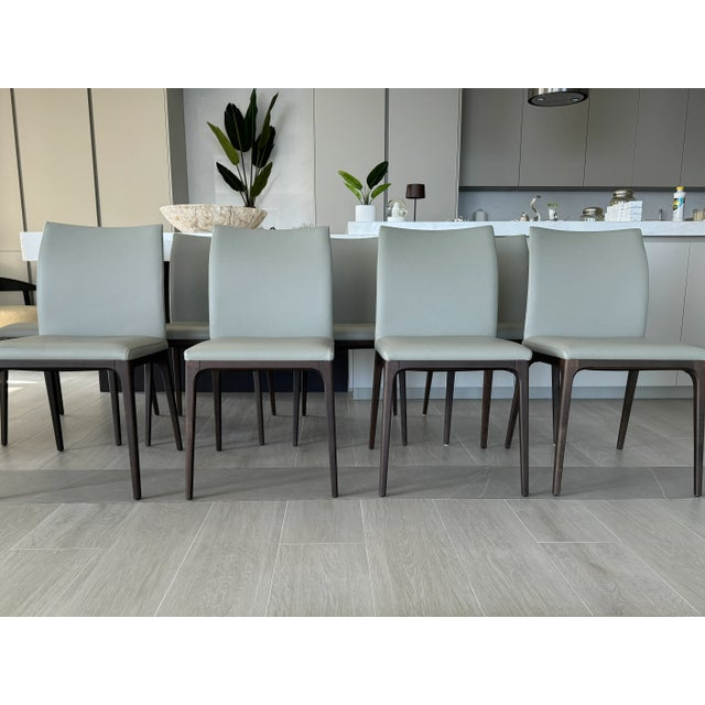 Yves Dining Chair By Artefacto In Gray Leather | Chairish pertaining to Yves Dining Side Chair, Grey, Set Of 2