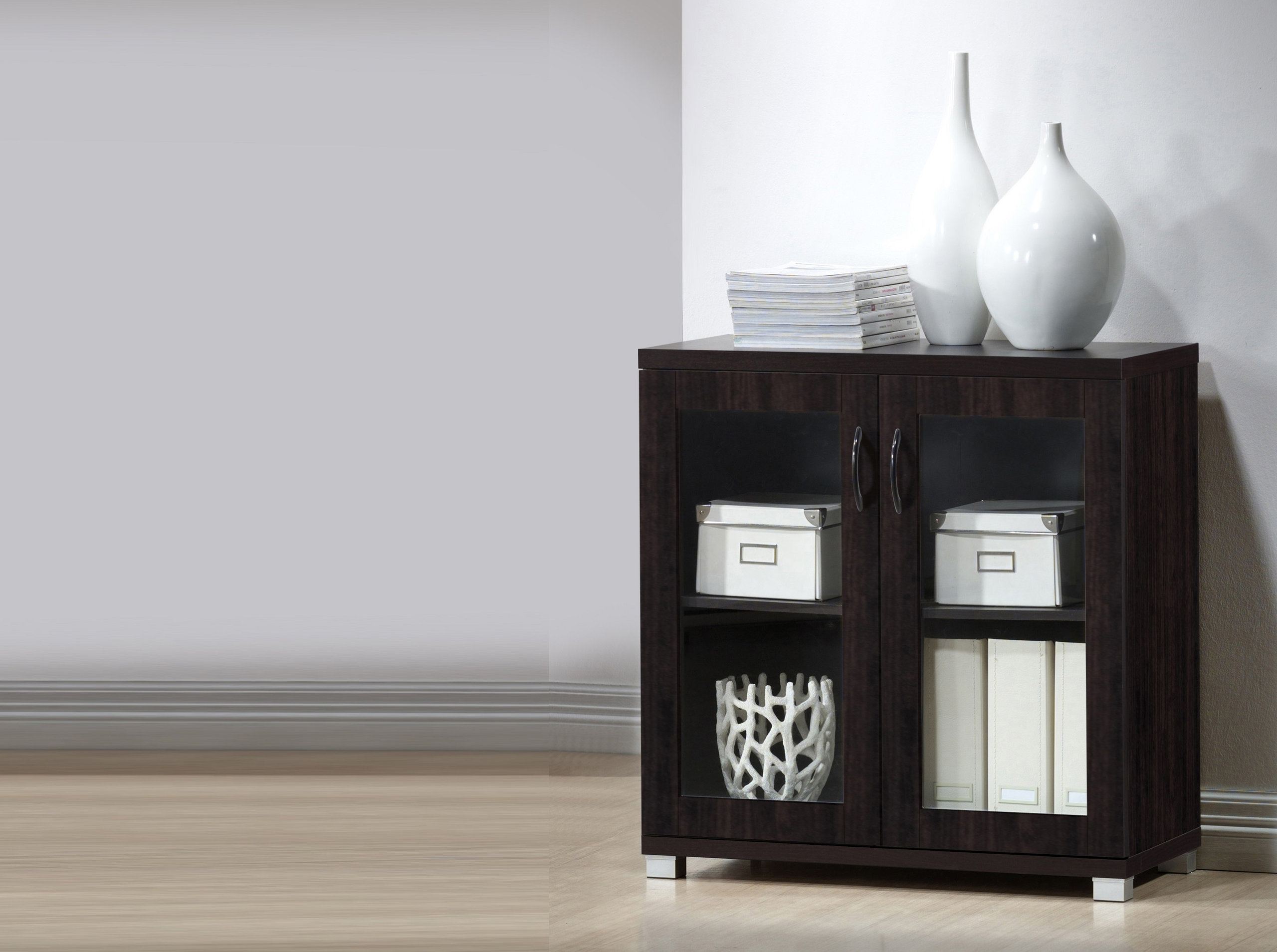 Zentra And Dark Brown Sideboard Storage Cabinet With Glass Doors - Contemporary - Accent Chests ... with regard to Unlocking the Potential of Your Zentra Modern Sideboard in Dark Brown