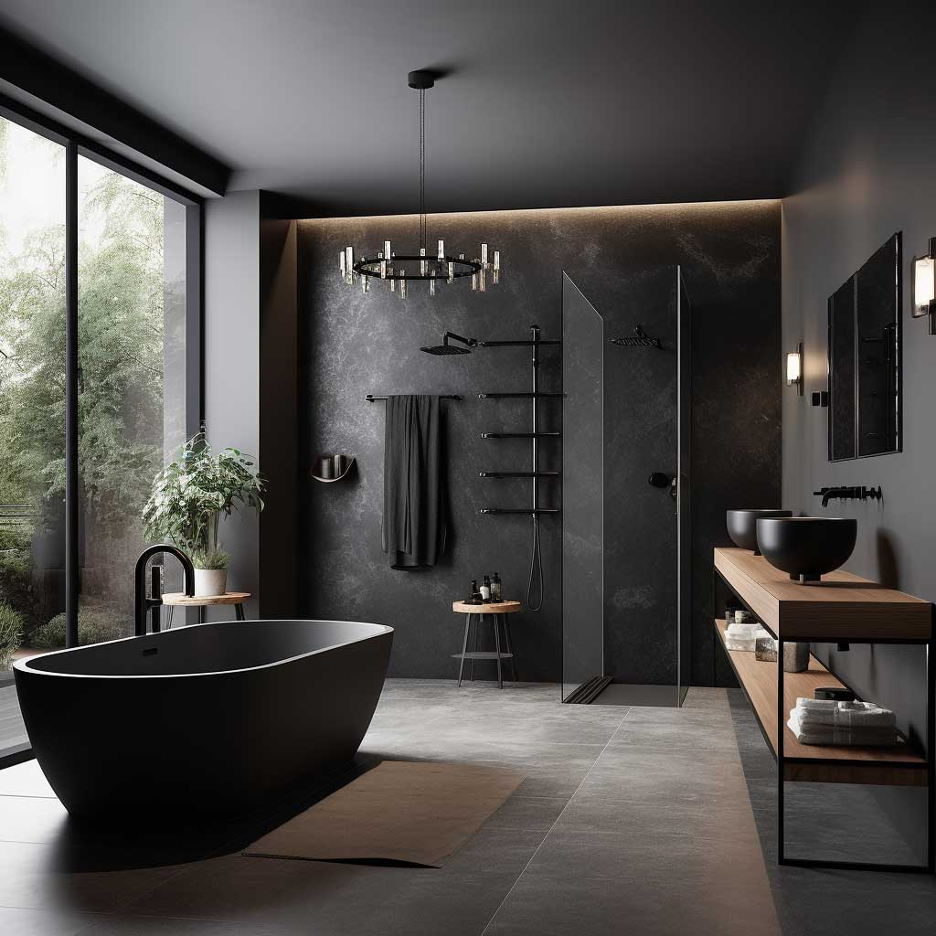 The art of choosing black trim for modern bathroom aesthetics