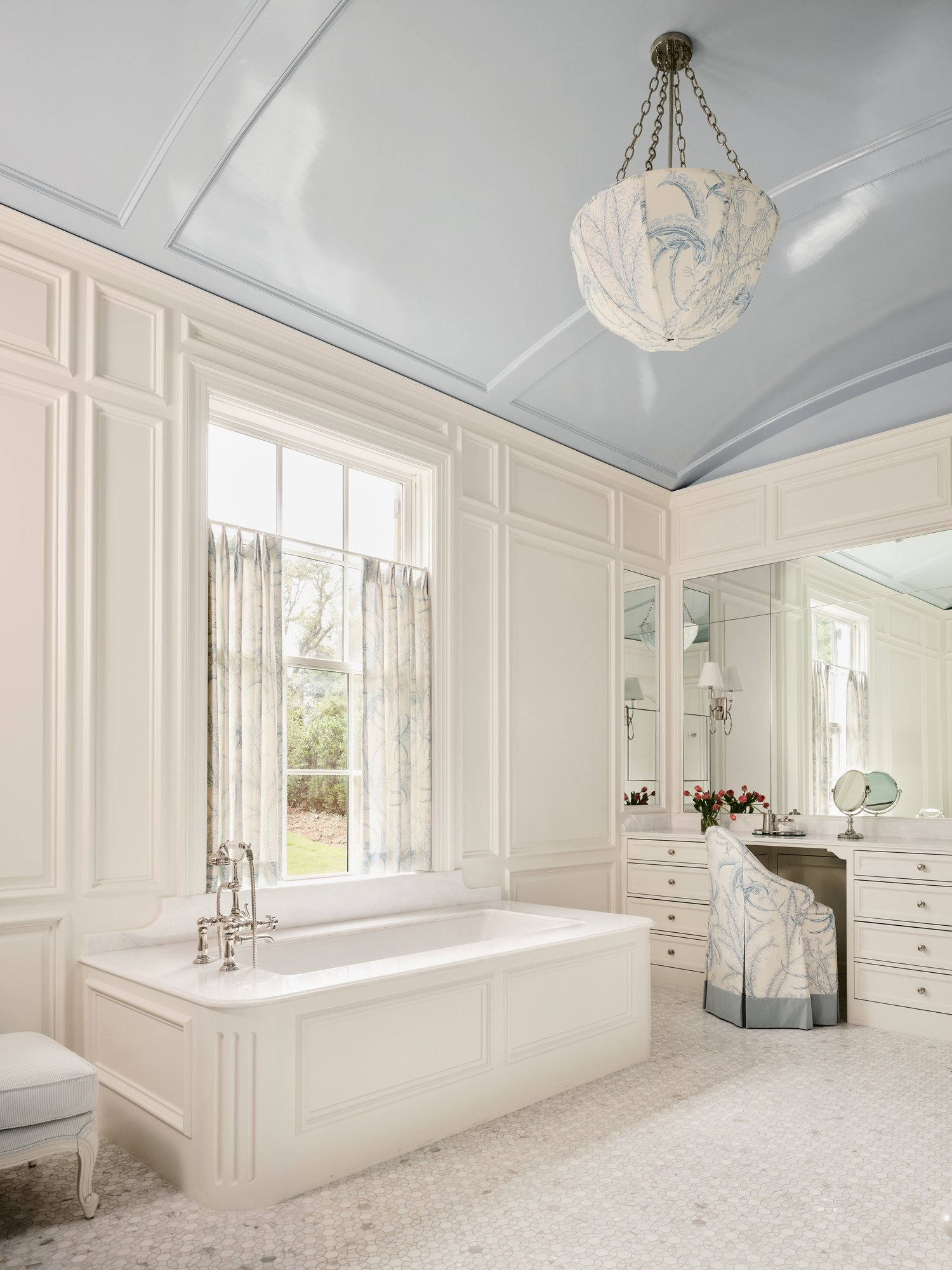 10 Simple Tips To Create A Spa-Like Bathroom - Design Chic in 36&amp;quot;Sgl Vanity Dark Blue, Carrara Countertop, Sink, Nickel Trim, 34&amp;quot;Mirror