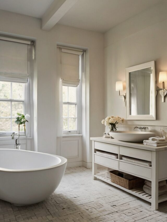15+ Small White Bathroom Ideas To Maximize Space(Easy Tips) - Homezillo intended for 60&amp;quot; Single Bath Vanity, White, Carrara Countertop, Sink, Gold Trim, 58&amp;quot; Mirror