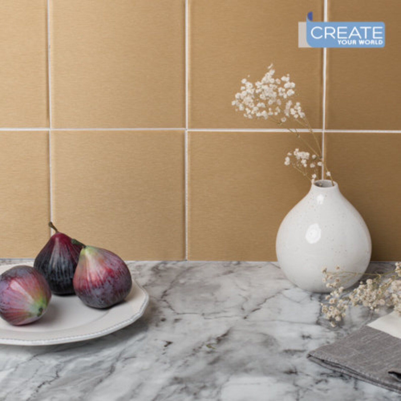 15Cm X 15Cm Brushed Gold Tile Stickers For Décor Pack Of 8 - Etsy in Swiss Madison Sm-Cs721 Claire 23-5/8&amp;quot; Rectangular Ceramic - Brushed Gold