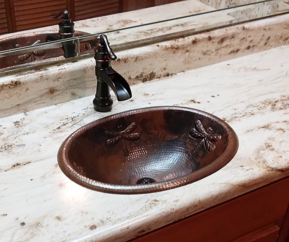 19&amp;quot; Oval Copper Bathroom Sink Dragonfly Design Drop In | Vanity Sinks for The Barbed Wire Drain Mistake That Cost Me $300 to Fix