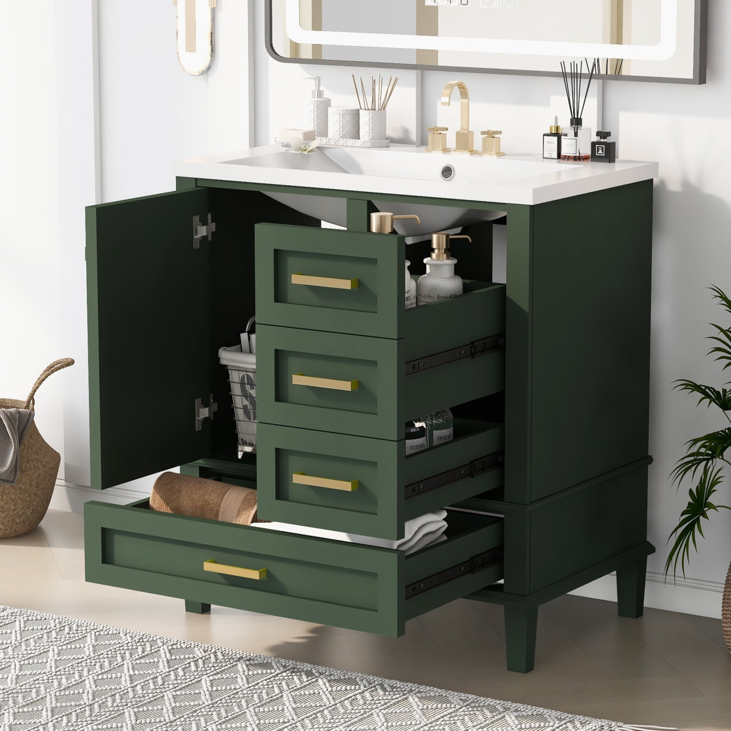 30 Inch Bathroom Vanity With Sink, Bathroom Sink Vanity With Storage ... with regard to The practical benefits of choosing 30 inch SGL bathroom vanity green for your home