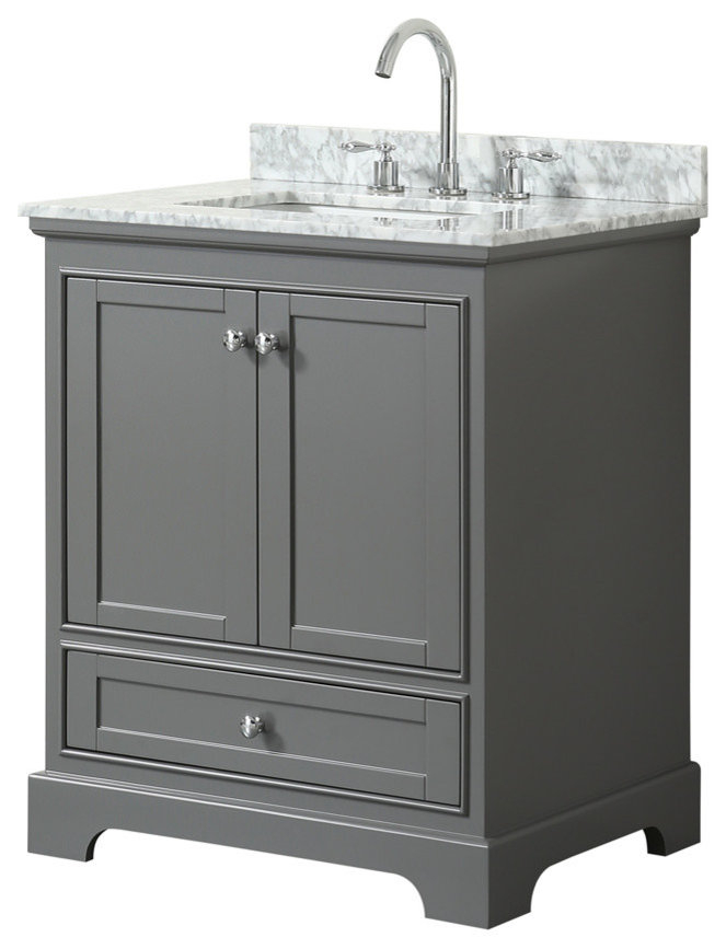30&amp;quot; Single Vanity,Dark Gray, White Carrara Marble Top, Undermount ... within 30&amp;quot;Sgl Vanity Dark Gray